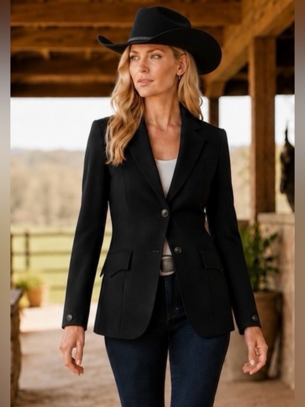 Vintage 1970s Lasso Black Western Blazer
Tailored Cowgirl Rodeo Jacket, Small